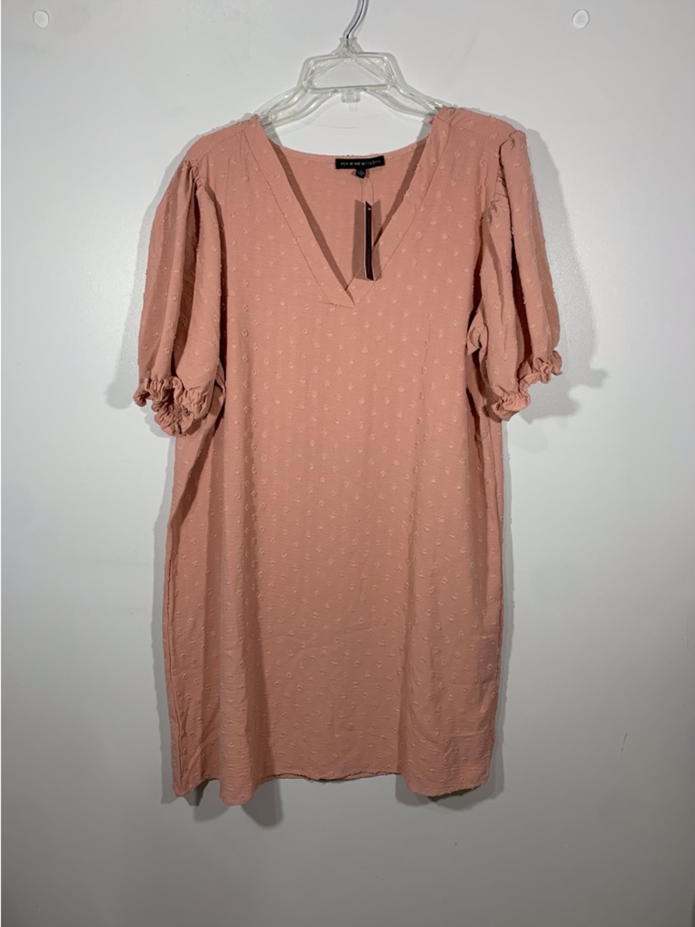 Adrienne Vittadini Swiss Dot Short Sleeve Knee Length Shift Dress Size XL NWT
